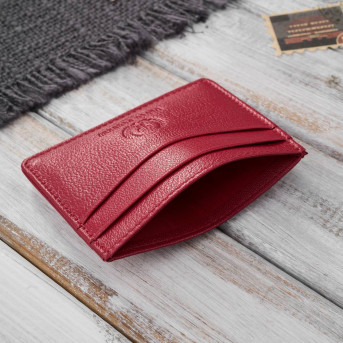 Etui na karty i wizytówki skórzane minimalistyczne praktyczne etui czerwone T-151-RD