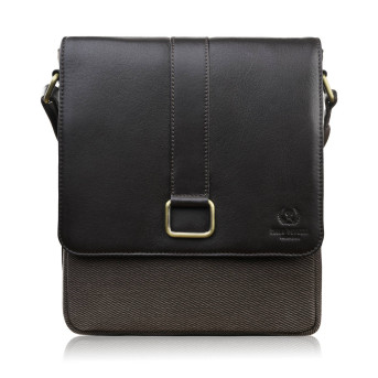 Listonoszka męska na ramię ze skóry i bawełnianego canvasu Paolo Peruzzi AY-01-BR