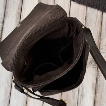 Listonoszka męska na ramię ze skóry i bawełnianego canvasu Paolo Peruzzi AY-01-BR