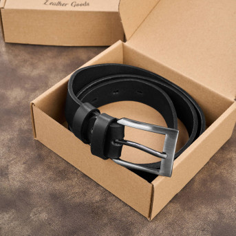 Pasek męski skórzany premium z klasyczną klamrą elegancki czarny 100 cm PG-09-BL-100