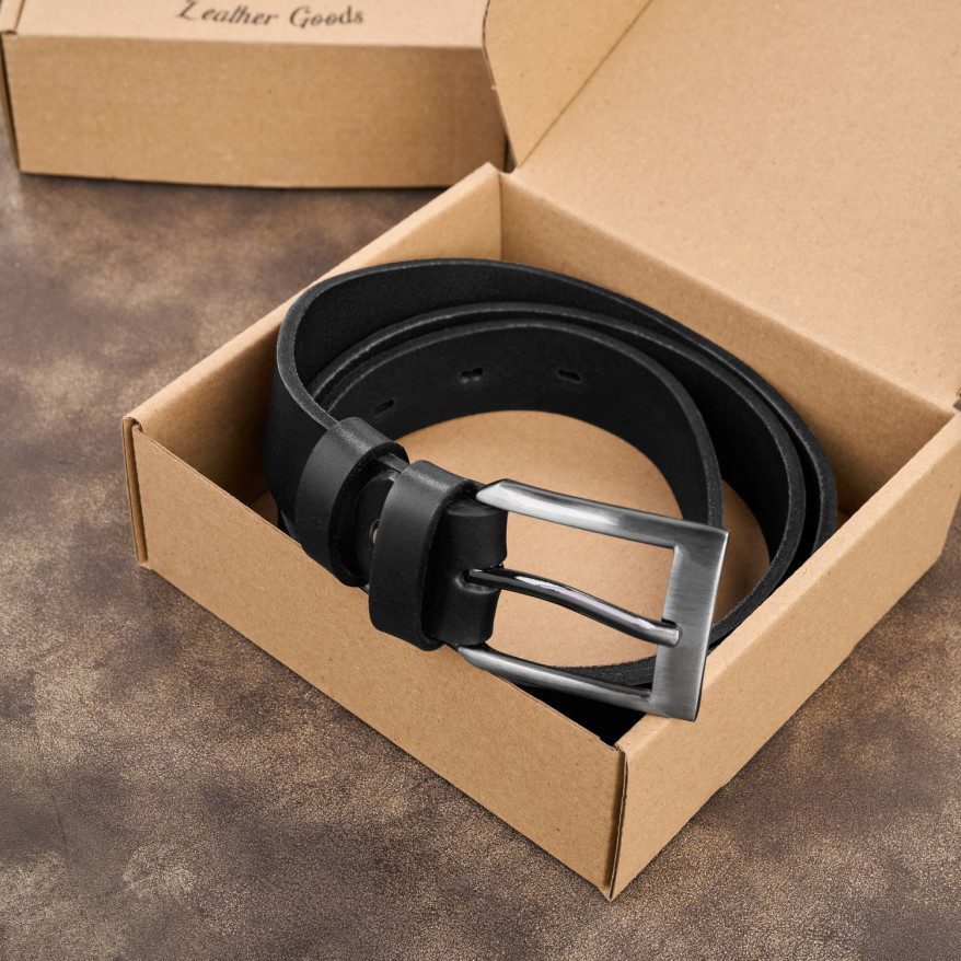 Pasek męski skórzany premium z klasyczną klamrą elegancki czarny 100 cm PG-09-BL-100