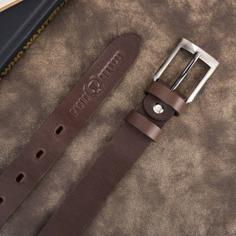 Pasek męski skórzany premium z klasyczną klamrą elegancki brązowy 110 cm PG-09-BR-110