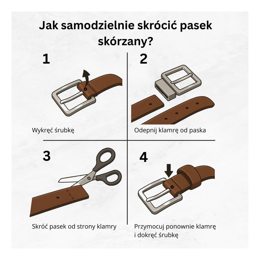 Pasek męski skórzany premium z klasyczną klamrą elegancki brązowy 100 cm PG-08-BR-100