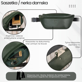 Saszetka nerka damska wielofunkcyjna duża klasyczna