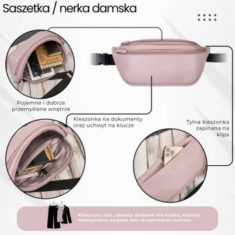 Saszetka nerka damska wielofunkcyjna duża klasyczna