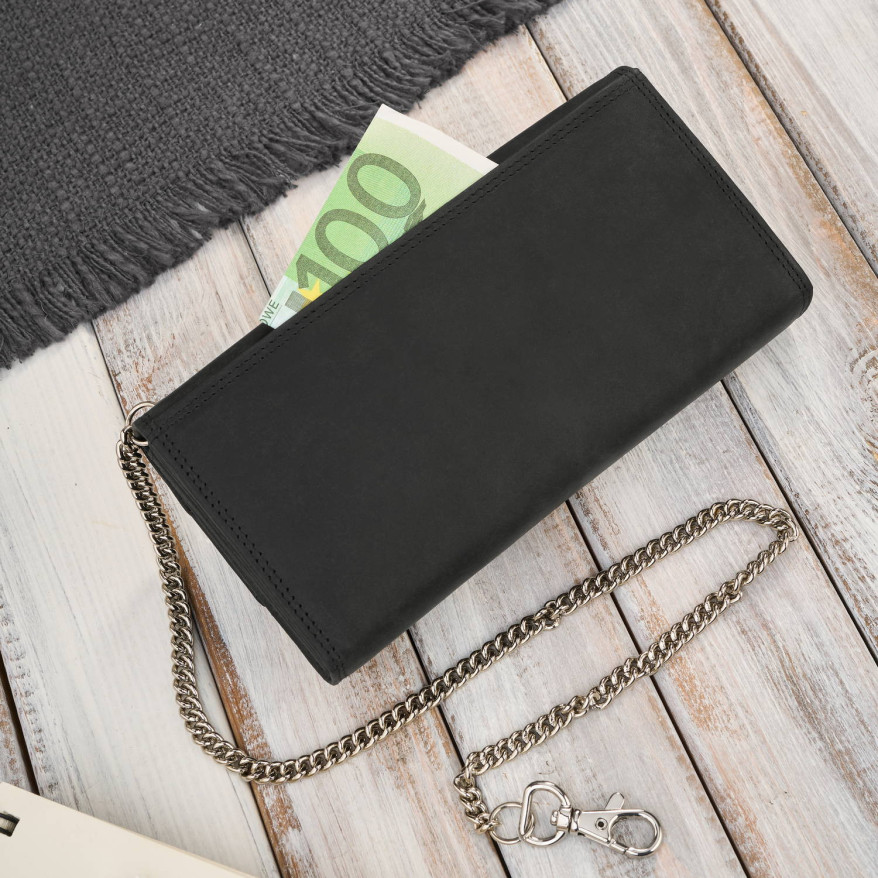 Portfel kelnerski skórzany z łańcuchem RFID Paolo Peruzzi AY-15-HBL