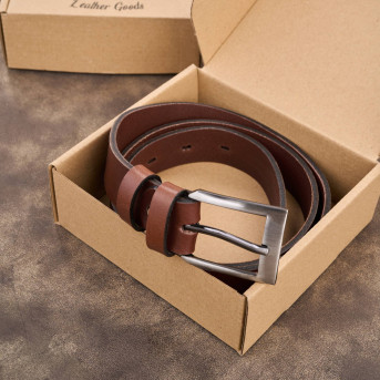 Pasek męski skórzany premium z klasyczną klamrą elegancki koniakowy 100 cm PG-09-CG-100