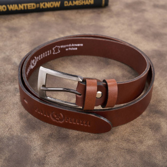 Pasek męski skórzany premium z klasyczną klamrą elegancki koniakowy 110 cm PG-09-CG-110
