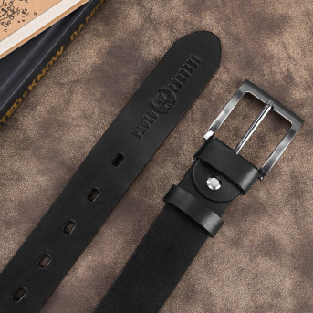 Pasek męski skórzany premium z klasyczną klamrą elegancki czarny 100 cm PG-10-BL-100