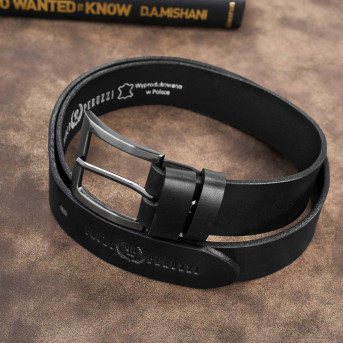 Pasek męski skórzany premium z klasyczną klamrą elegancki czarny 100 cm PG-10-BL-100