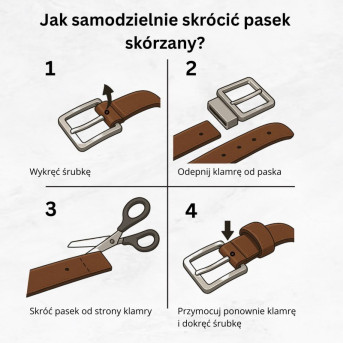 Pasek męski skórzany premium z klasyczną klamrą elegancki czarny 120 cm PG-10-BL-120