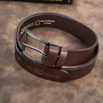 Pasek męski skórzany premium z klasyczną klamrą elegancki brązowy 120 cm PG-10-BR-120