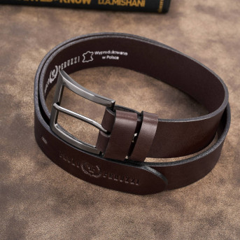 Pasek męski skórzany premium z klasyczną klamrą elegancki ciemnobrązowy 110 cm PG-10-DBR-110