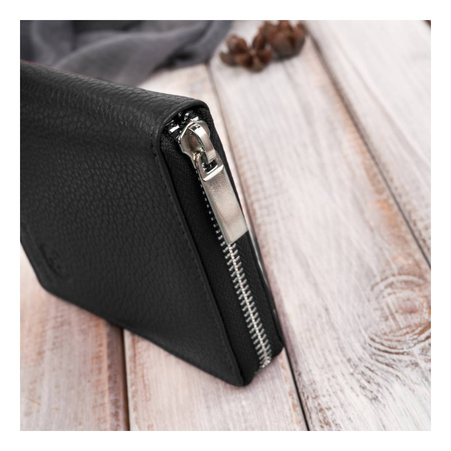 Zestaw prezentowy dla niej portfel damski czarny T-139 i skórzane etui na karty T-151 ZUP-143-BL
