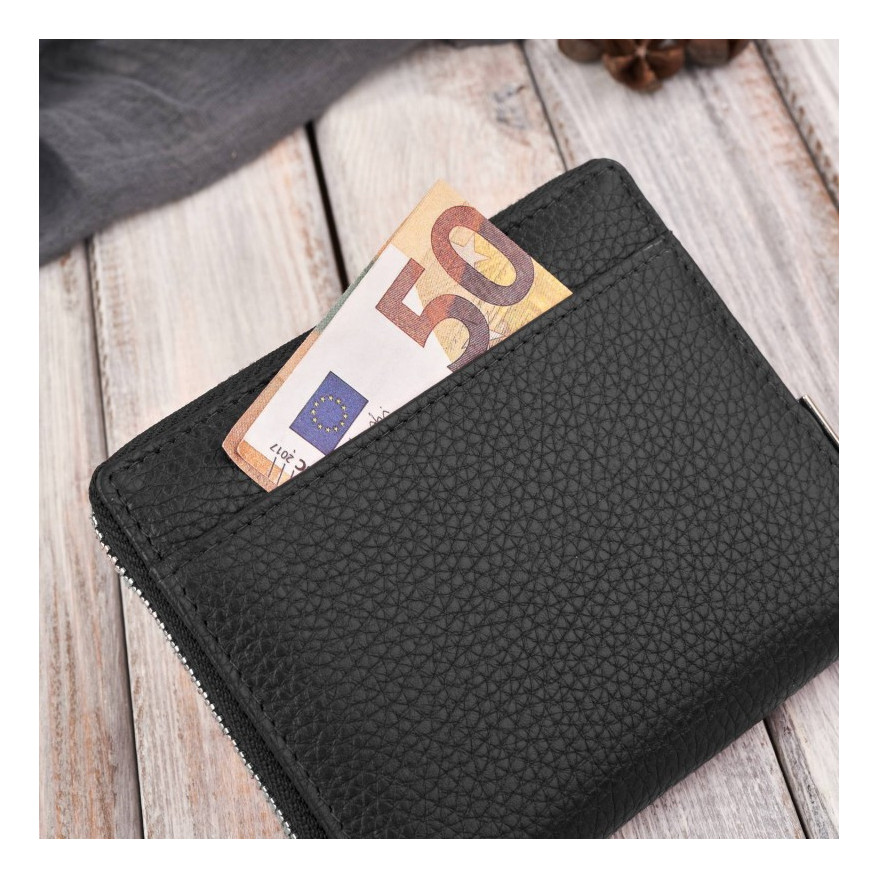 Zestaw prezentowy dla niej portfel damski czarny T-139 i skórzane etui na karty T-151 ZUP-143-BL