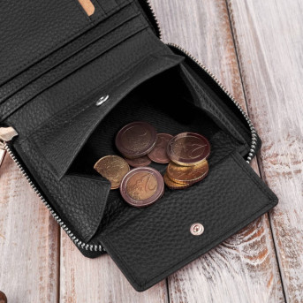 Zestaw prezentowy dla niej portfel damski czarny T-139 i skórzane etui na karty T-151 ZUP-143-BL