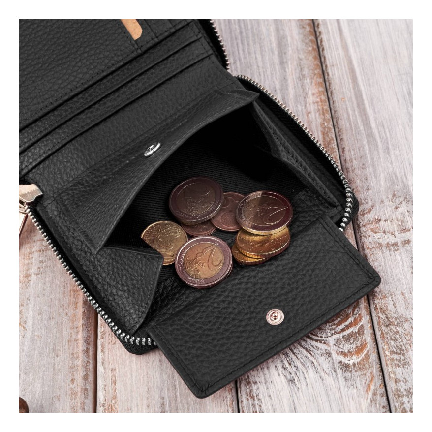 Zestaw prezentowy dla niej portfel damski czarny T-139 i skórzane etui na karty T-151 ZUP-143-BL