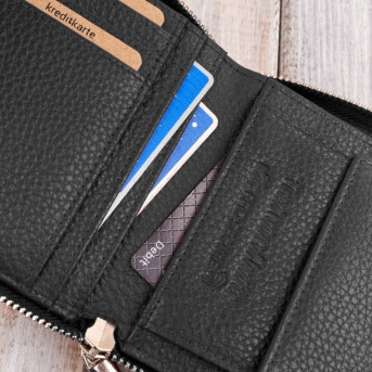 Zestaw prezentowy dla niej portfel damski czarny T-139 i skórzane etui na karty T-151 ZUP-143-BL