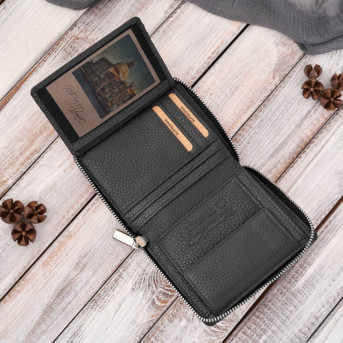 Zestaw prezentowy dla niej portfel damski czarny T-139 i skórzane etui na karty T-151 ZUP-143-BL