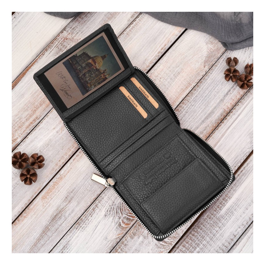 Zestaw prezentowy dla niej portfel damski czarny T-139 i skórzane etui na karty T-151 ZUP-143-BL