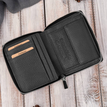 Zestaw prezentowy dla niej portfel damski czarny T-139 i skórzane etui na karty T-151 ZUP-143-BL