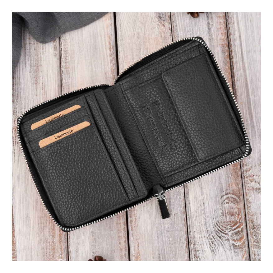 Zestaw prezentowy dla niej portfel damski czarny T-139 i skórzane etui na karty T-151 ZUP-143-BL