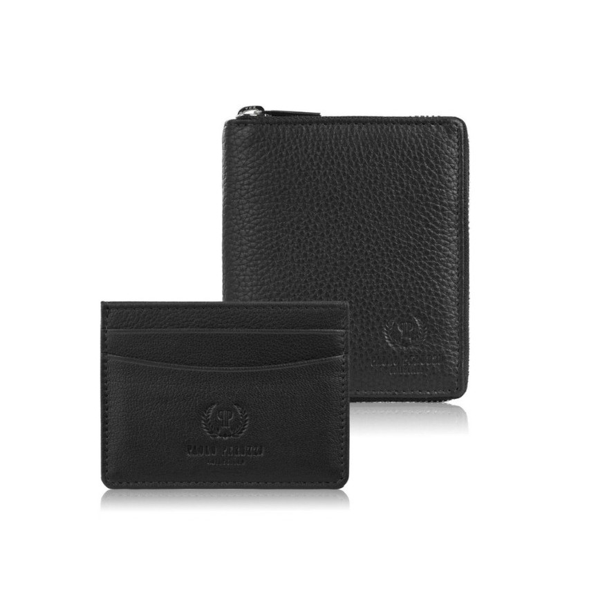 Zestaw prezentowy dla niej portfel damski czarny T-139 i skórzane etui na karty T-151 ZUP-143-BL