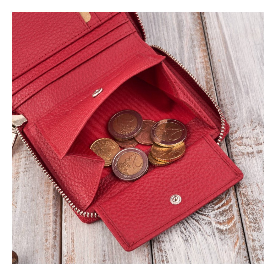 Zestaw prezentowy dla niej portfel damski czerwony T-139 i skórzane etui na karty T-151 ZUP-143-RD