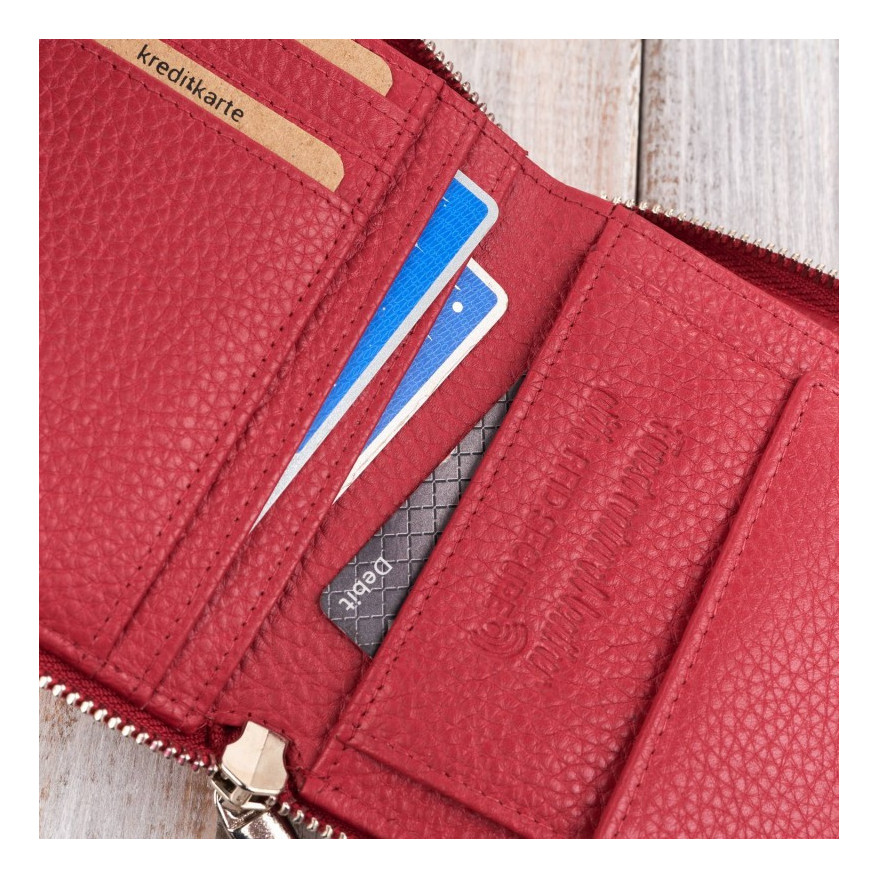 Zestaw prezentowy dla niej portfel damski czerwony T-139 i skórzane etui na karty T-151 ZUP-143-RD