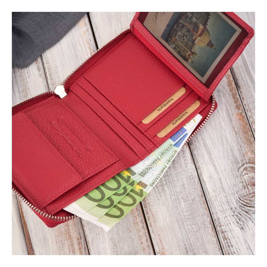 Zestaw prezentowy dla niej portfel damski czerwony T-139 i skórzane etui na karty T-151 ZUP-143-RD