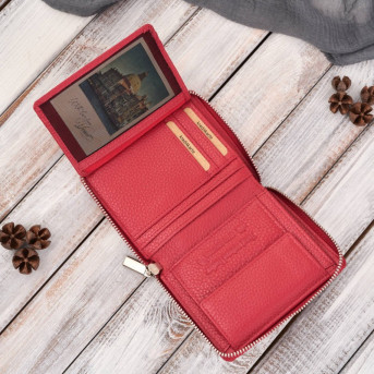 Zestaw prezentowy dla niej portfel damski czerwony T-139 i skórzane etui na karty T-151 ZUP-143-RD