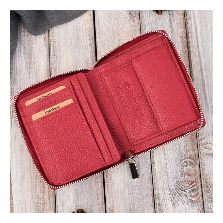 Zestaw prezentowy dla niej portfel damski czerwony T-139 i skórzane etui na karty T-151 ZUP-143-RD