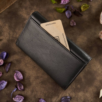 Zestaw prezentowy dla niej portfel damski w kwiaty T-45 i skórzane etui na karty T-151 ZUP-144-BL