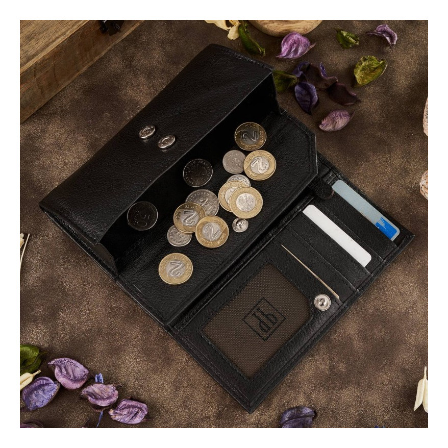 Zestaw prezentowy dla niej portfel damski w kwiaty T-45 i skórzane etui na karty T-151 ZUP-144-BL