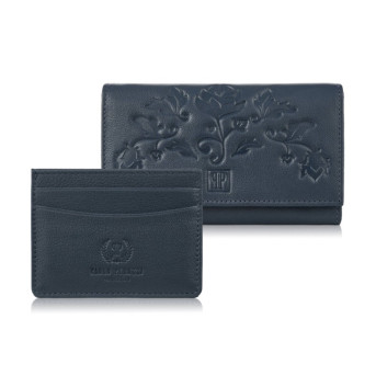 Zestaw prezentowy dla niej portfel damski w kwiaty T-45 i skórzane etui na karty T-151 ZUP-144-DB