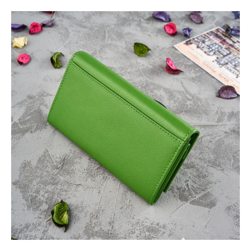 Zestaw prezentowy dla niej portfel damski w kwiaty T-45 i skórzane etui na karty T-151 ZUP-144-GR