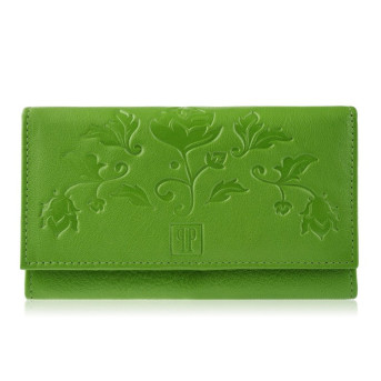 Zestaw prezentowy dla niej portfel damski w kwiaty T-45 i skórzane etui na karty T-151 ZUP-144-GR