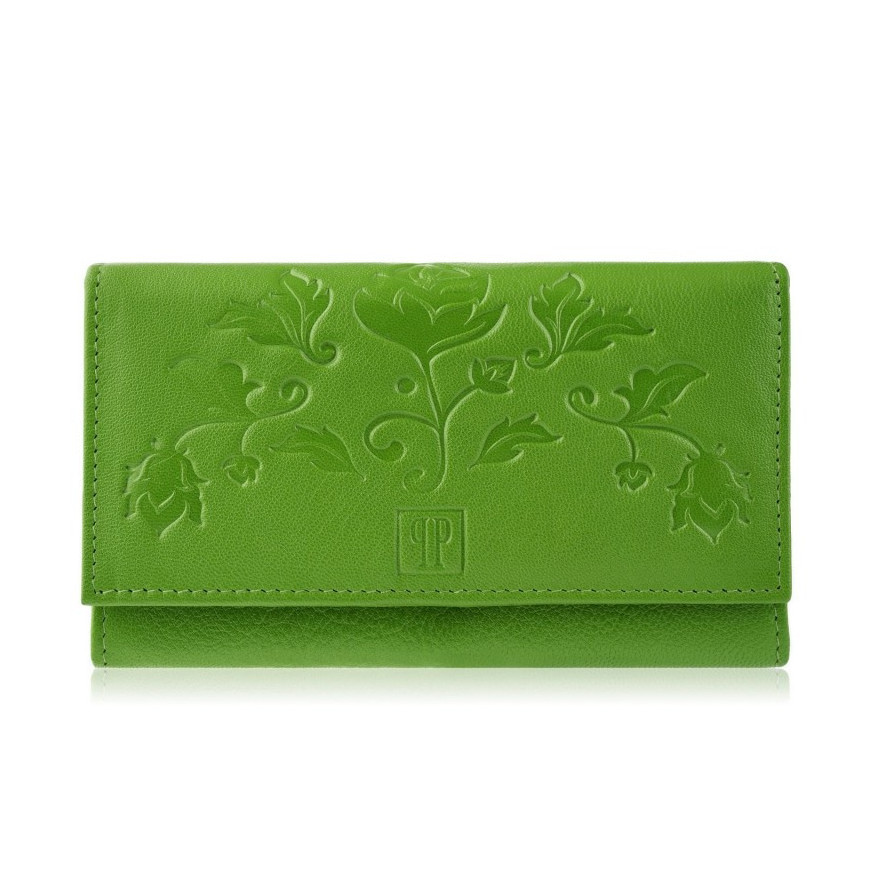 Zestaw prezentowy dla niej portfel damski w kwiaty T-45 i skórzane etui na karty T-151 ZUP-144-GR