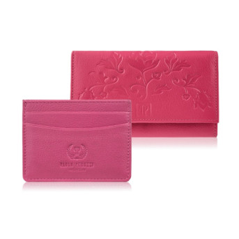 Zestaw prezentowy dla niej portfel damski w kwiaty T-45 i skórzane etui na karty T-151 ZUP-144-PI