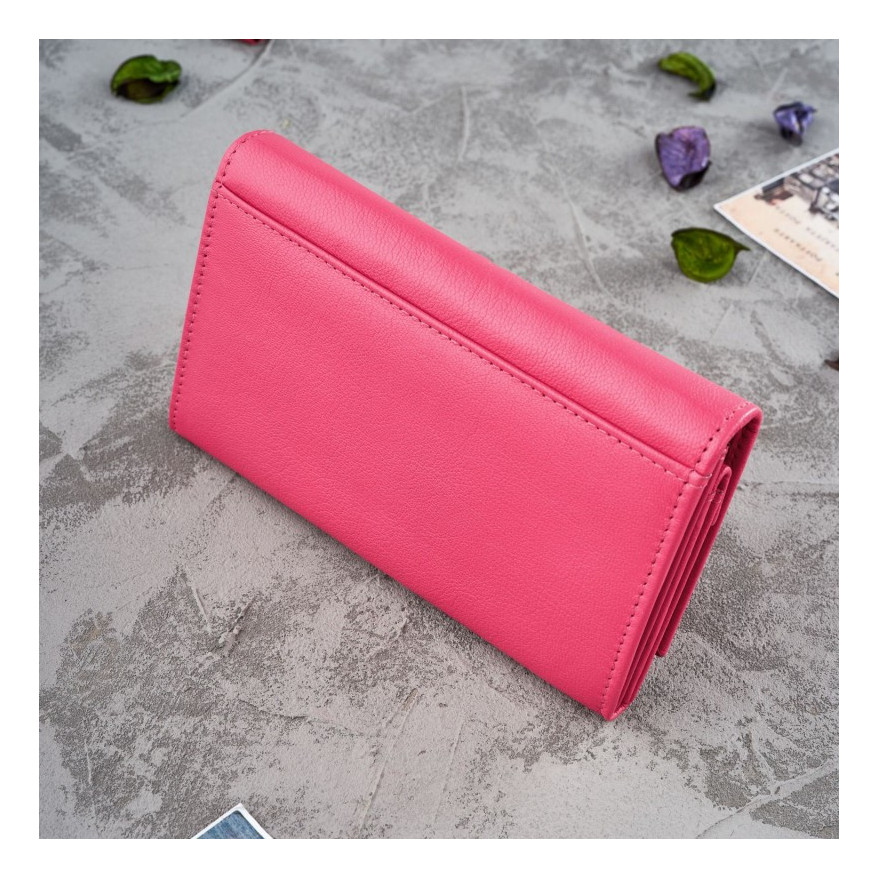 Zestaw prezentowy dla niej portfel damski w kwiaty T-45 i skórzane etui na karty T-151 ZUP-144-PI