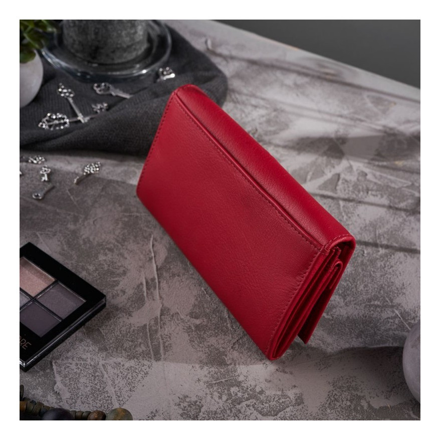 Zestaw prezentowy dla niej portfel damski w kwiaty T-45 i skórzane etui na karty T-151 ZUP-144-RD