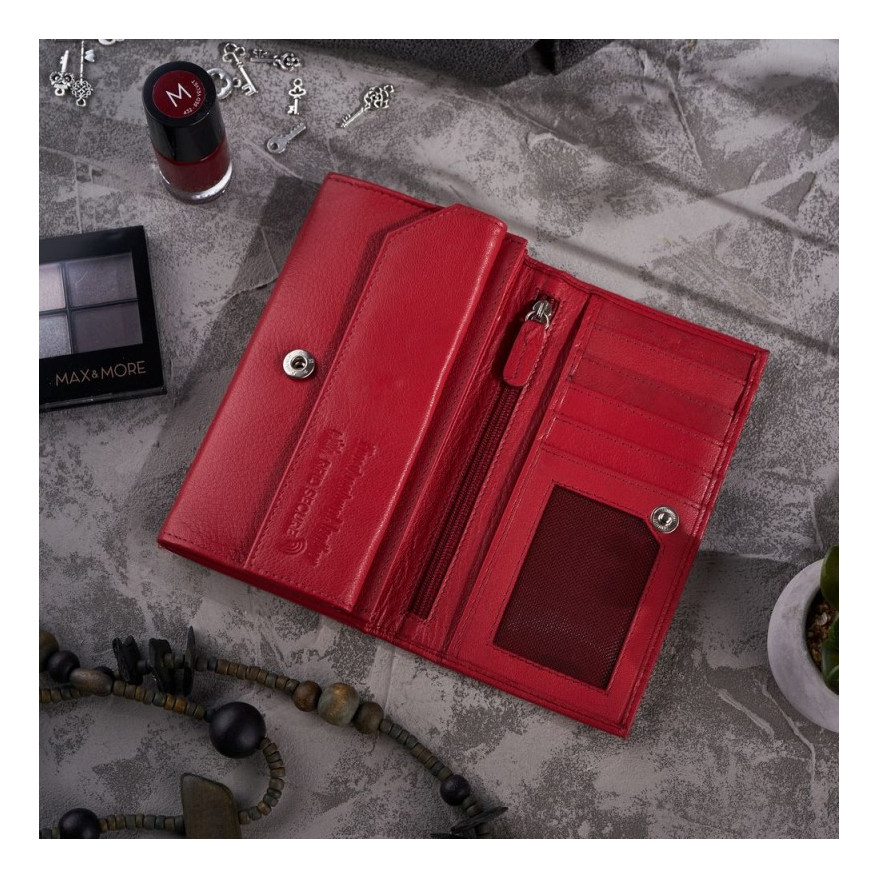 Zestaw prezentowy dla niej portfel damski w kwiaty T-45 i skórzane etui na karty T-151 ZUP-144-RD