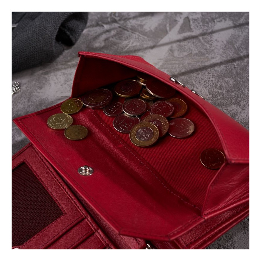 Zestaw prezentowy dla niej portfel damski w kwiaty T-45 i skórzane etui na karty T-151 ZUP-144-RD