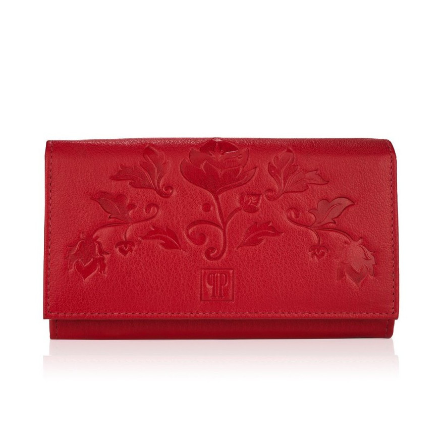 Zestaw prezentowy dla niej portfel damski w kwiaty T-45 i skórzane etui na karty T-151 ZUP-144-RD