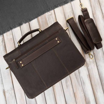 Teczka męska na dokumenty skórzana aktówka podróżna brązowa AY-03-BR