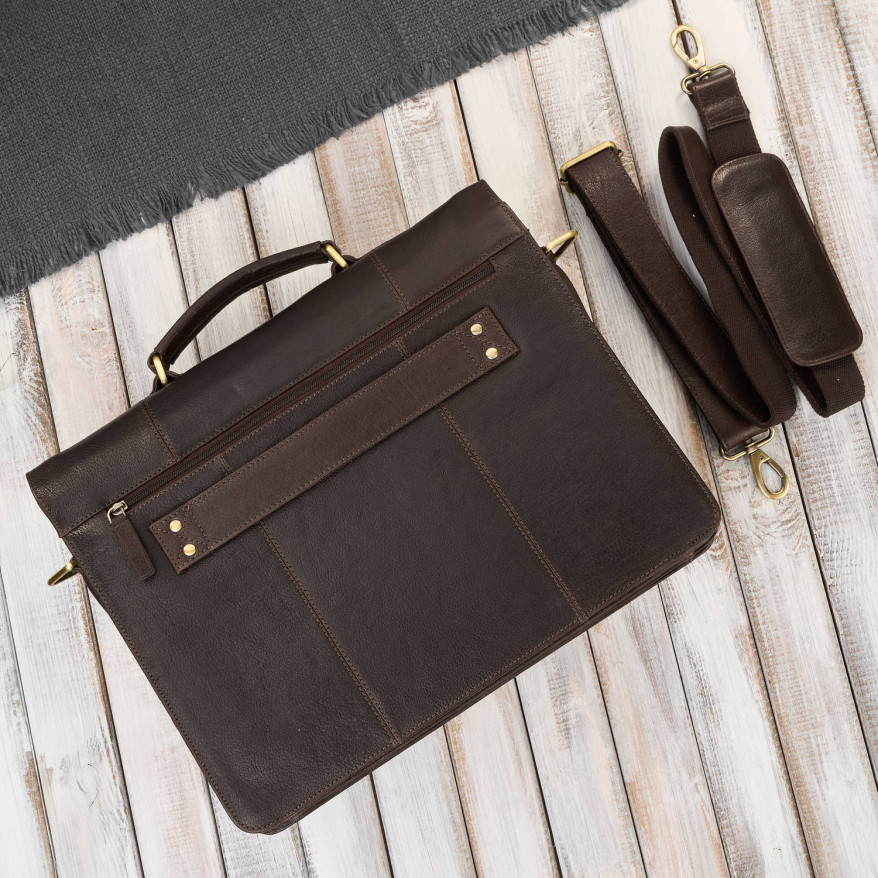 Teczka męska na dokumenty skórzana aktówka podróżna brązowa AY-03-BR