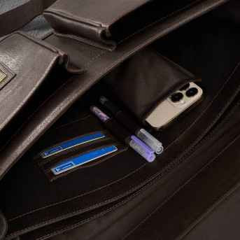 Teczka męska na dokumenty skórzana aktówka podróżna brązowa AY-03-BR