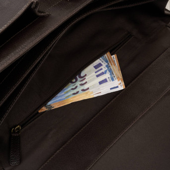 Teczka męska na dokumenty skórzana aktówka podróżna brązowa AY-03-BR