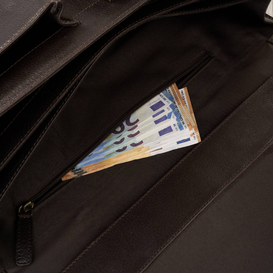 Teczka męska na dokumenty skórzana aktówka podróżna brązowa AY-03-BR