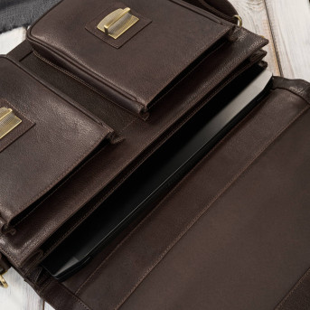 Teczka męska na dokumenty skórzana aktówka podróżna brązowa AY-03-BR